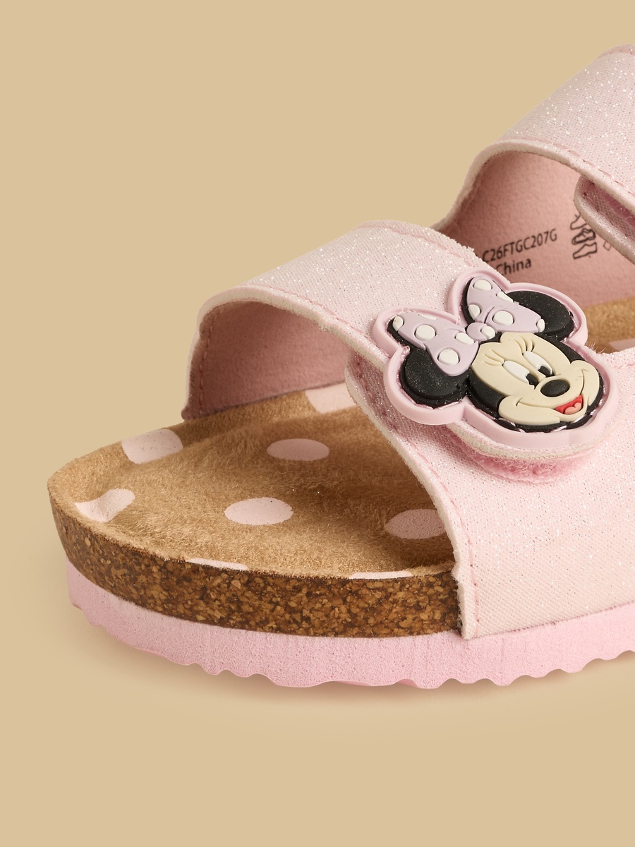 Minnie Mouse Applique Sandals with Hook and Loop Closure
