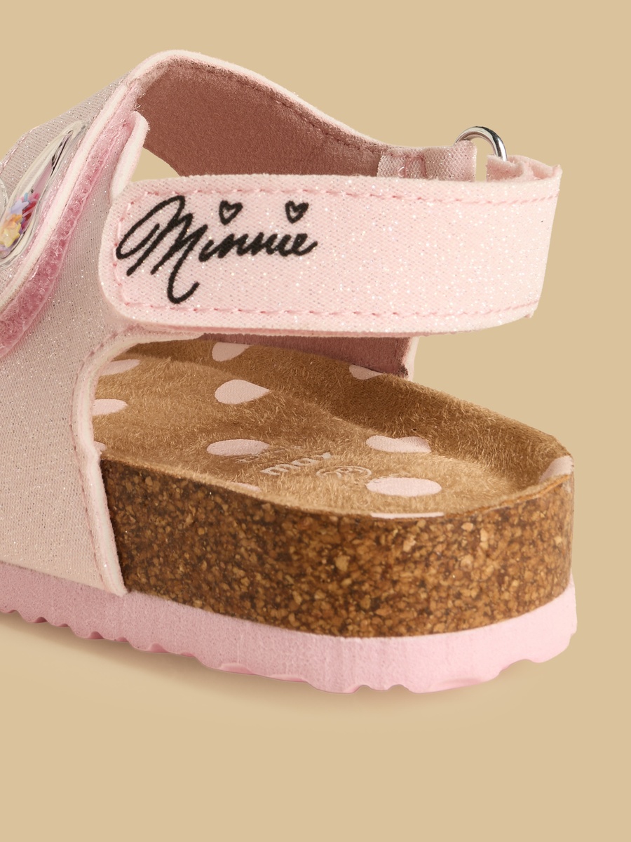Minnie Mouse Applique Sandals with Hook and Loop Closure