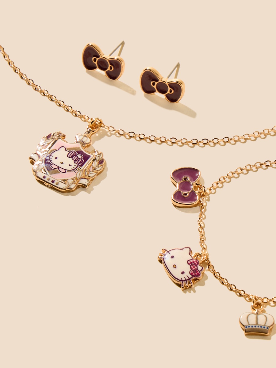 Hello Kitty Pendant Necklace with Bracelet and Earrings