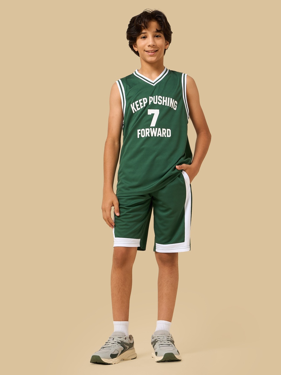 Varsity Print Cotton Tank Top and Shorts Set