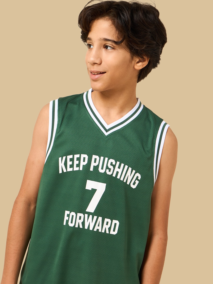 Varsity Print Cotton Tank Top and Shorts Set