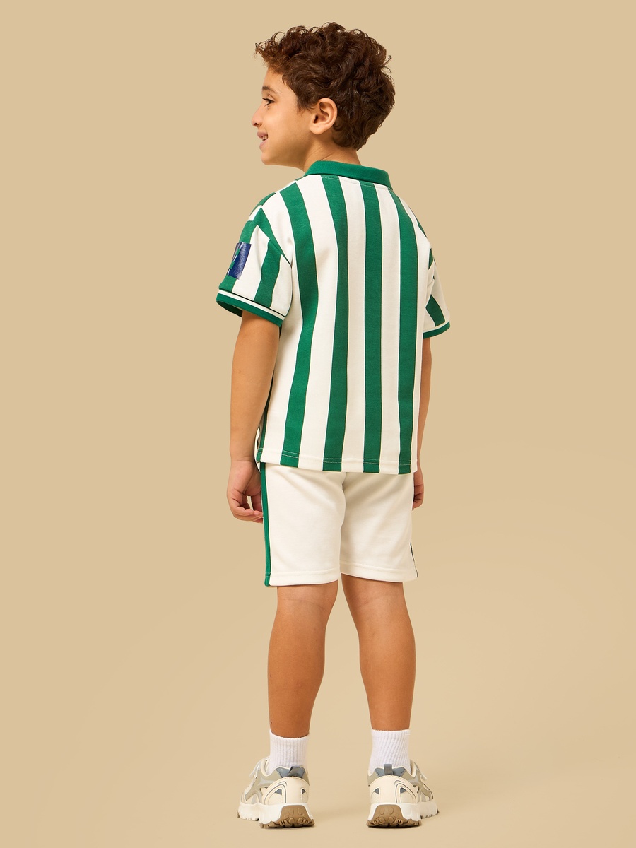 Minecraft Print Cotton Polo T-Shirt and Shorts Set