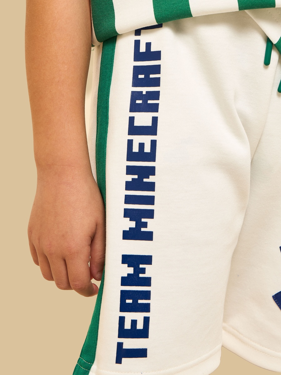 Minecraft Print Cotton Polo T-Shirt and Shorts Set