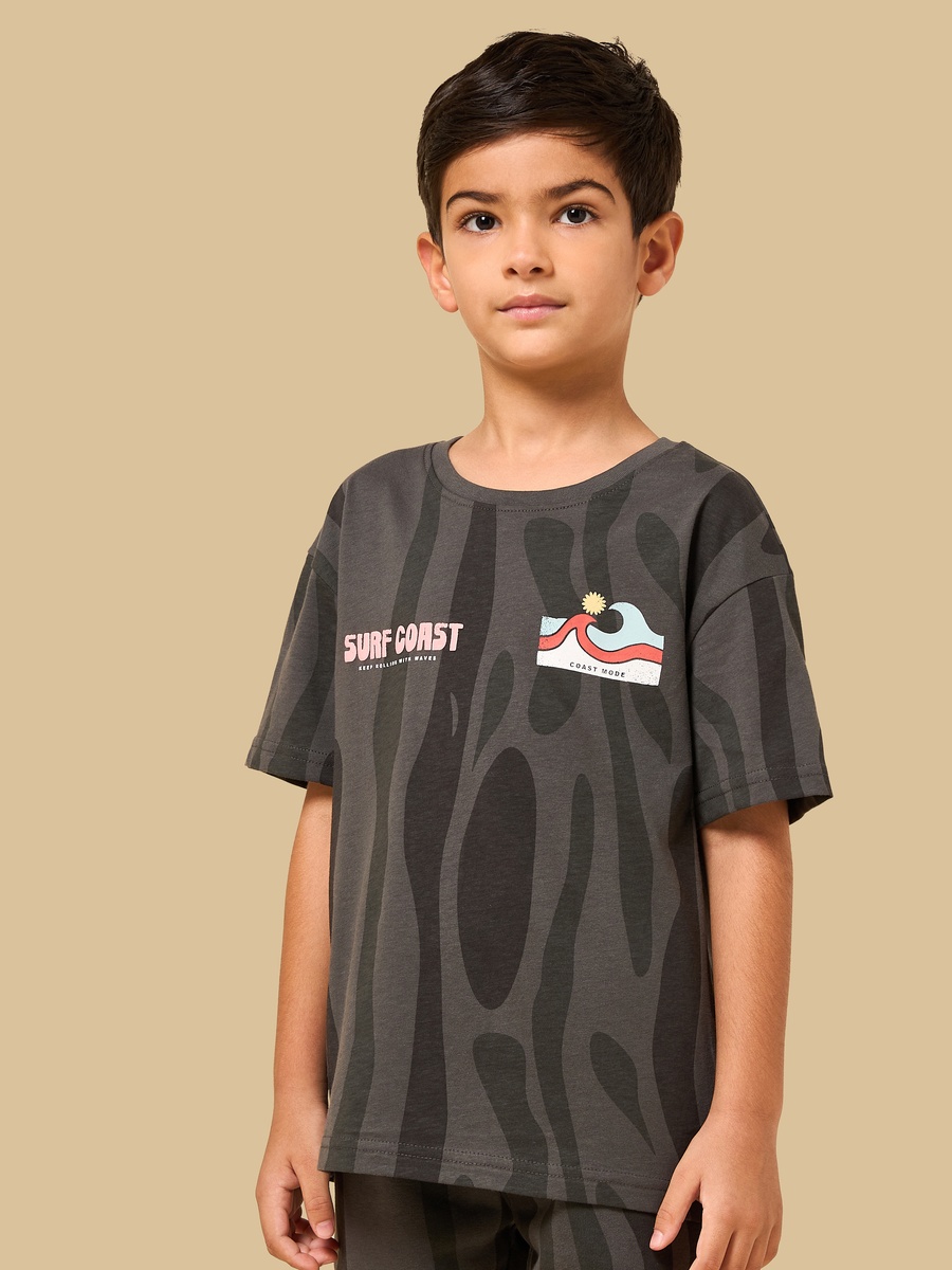 Surf Print Cotton T-Shirt and Shorts Set