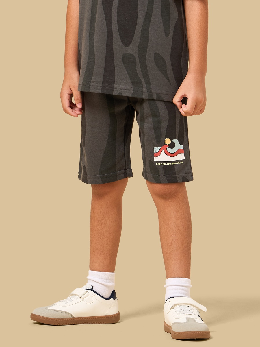 Surf Print Cotton T-Shirt and Shorts Set