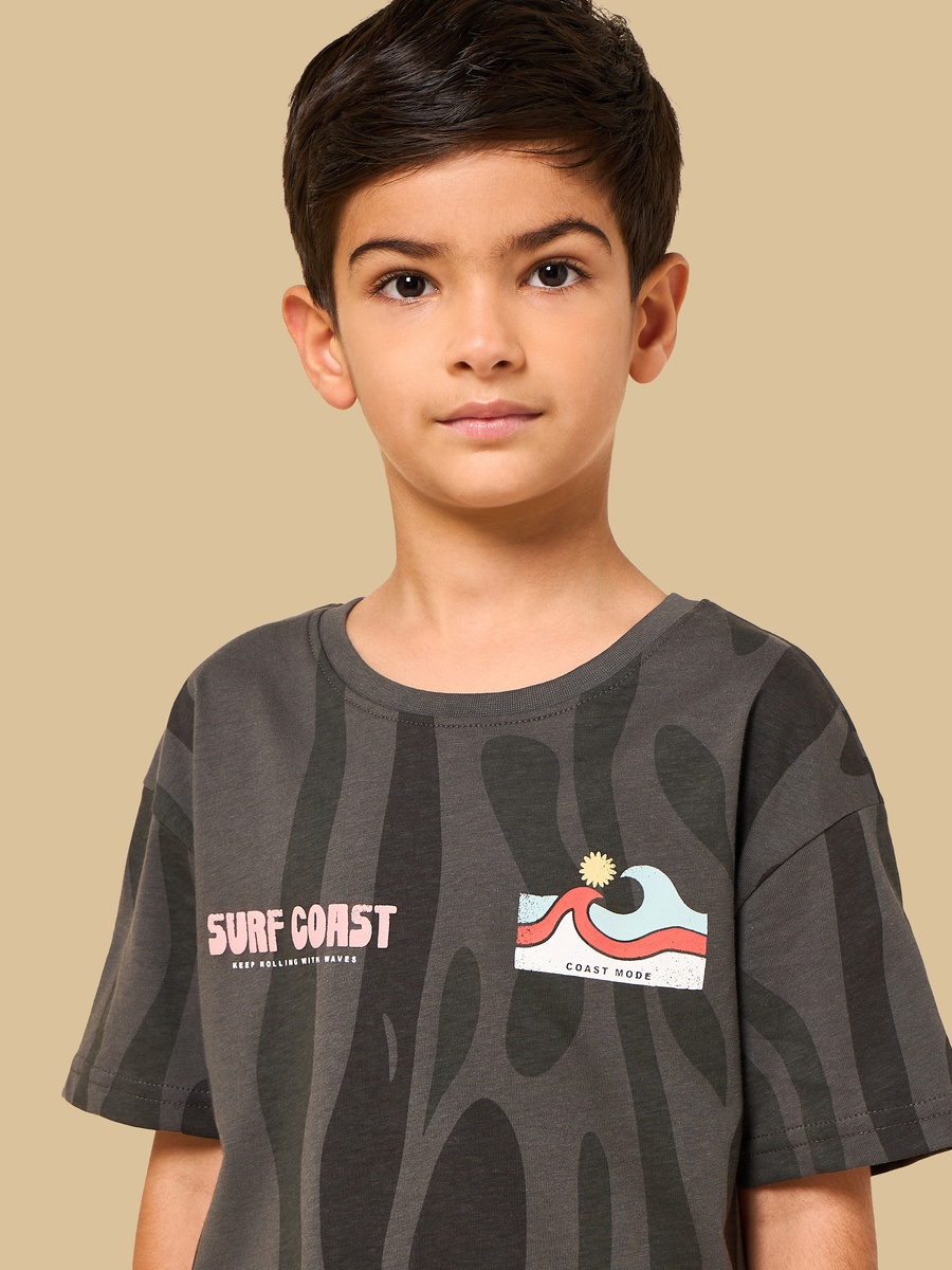 Surf Print Cotton T-Shirt and Shorts Set