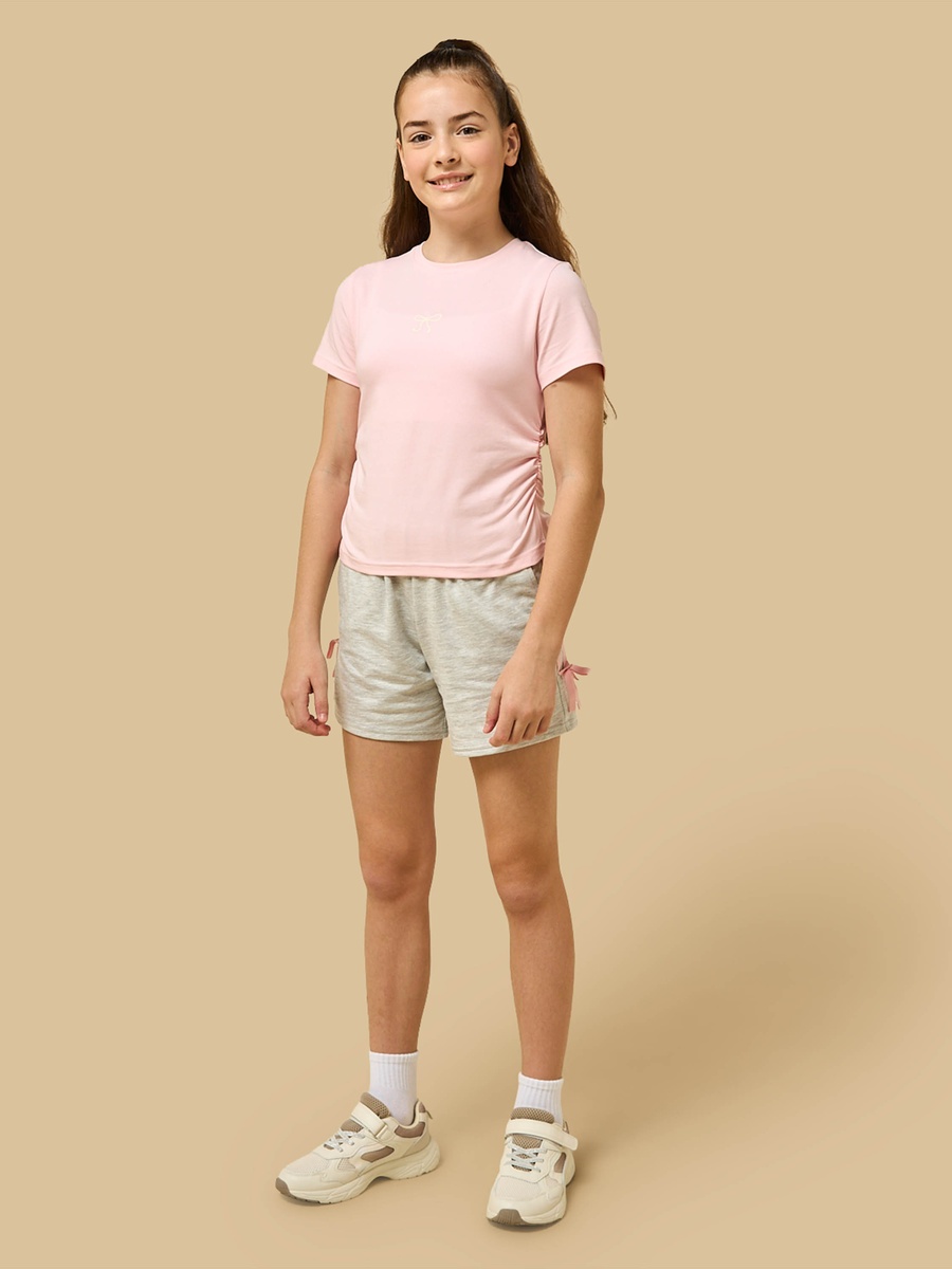 Side Ruching Cotton T-Shirt and Shorts Set