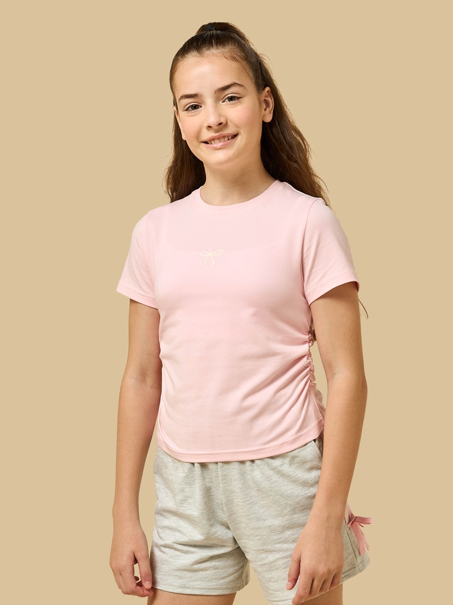 Side Ruching Cotton T-Shirt and Shorts Set