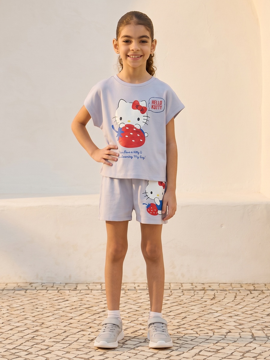 Hello Kitty Print Scuba T-Shirt and Shorts Set