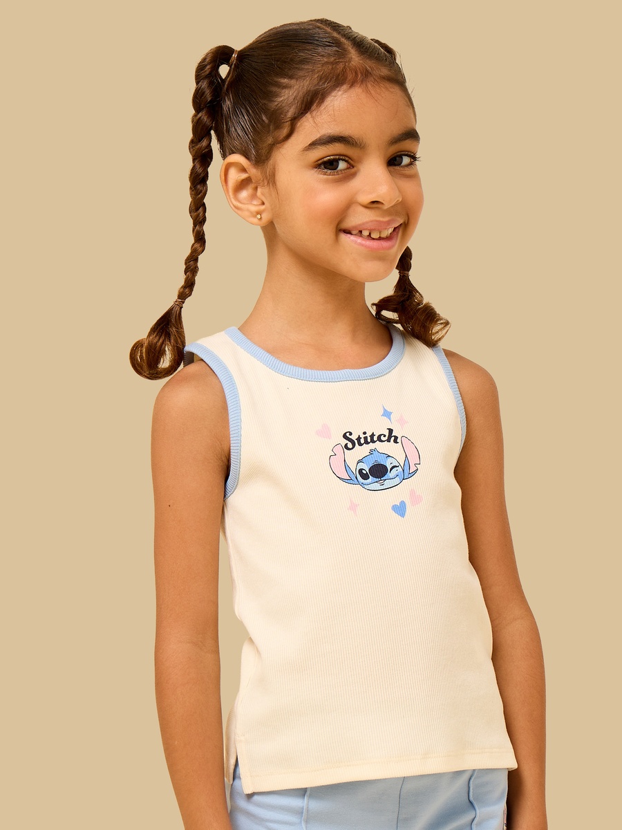 Stitch Print Tank Top and Flared Pants Set