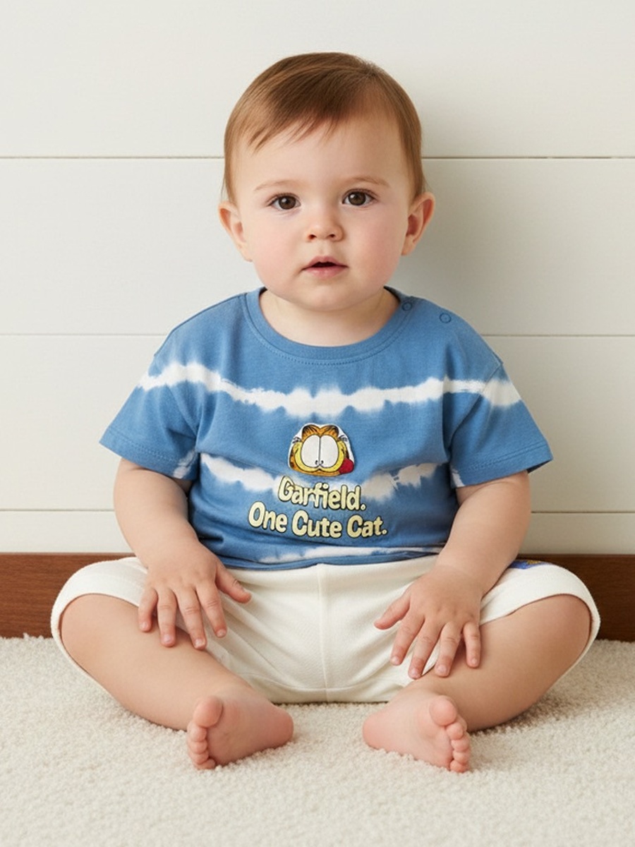 Garfield Print Cotton T-Shirt and Shorts Set