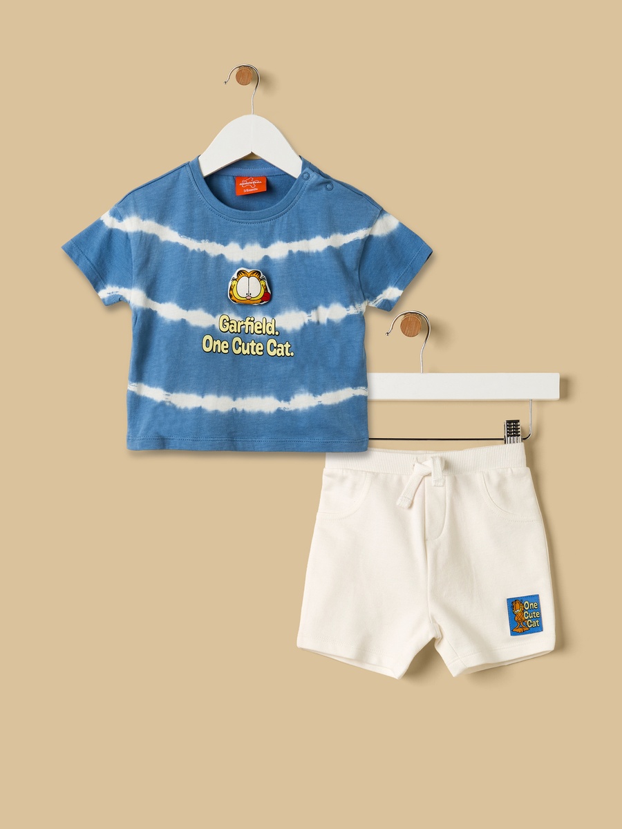 Garfield Print Cotton T-Shirt and Shorts Set