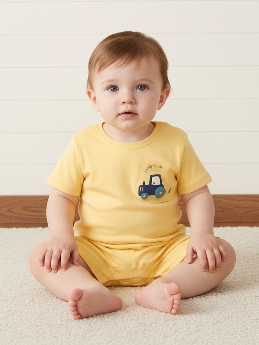 Pack of 2 - Vehicle Print Cotton Romper