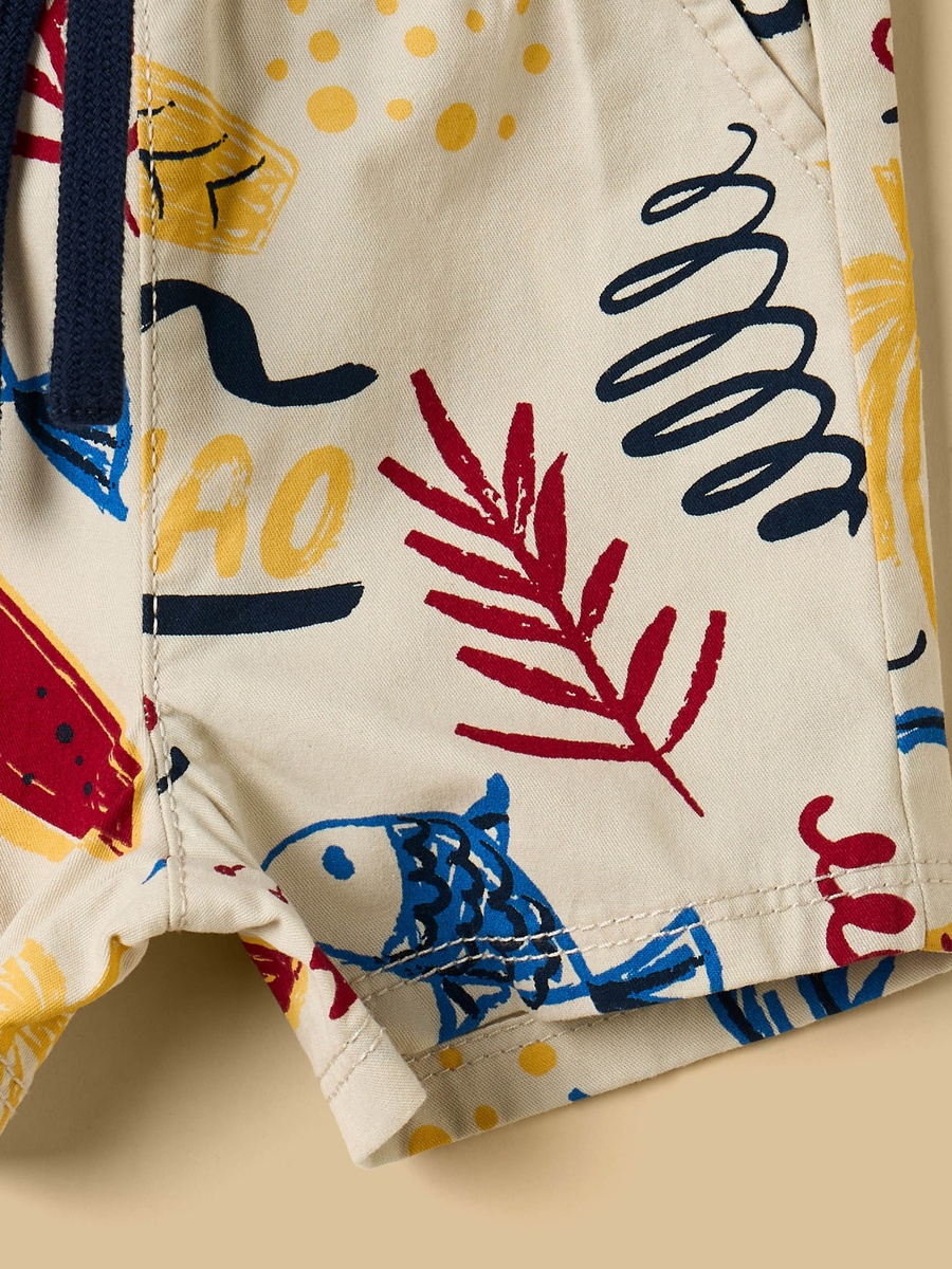 Printed Cotton T-Shirt with Shorts and Cap