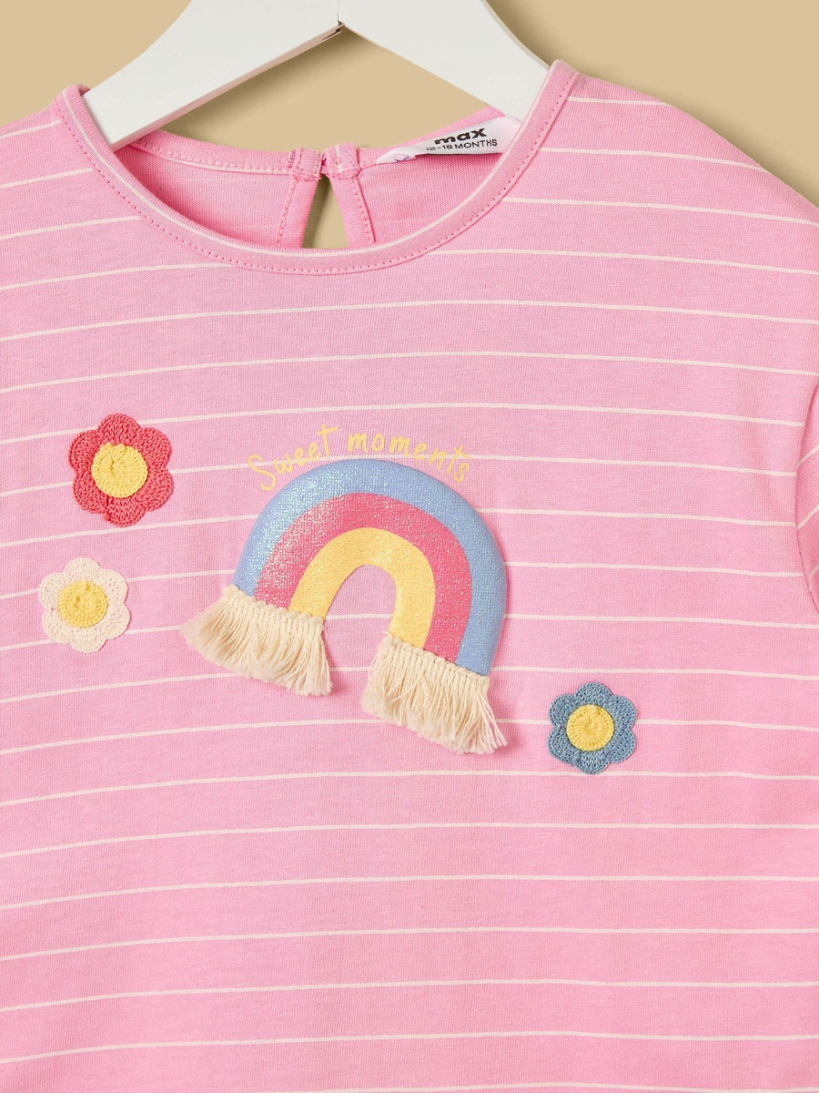 Rainbow Applique Striped T-Shirt and Shorts Set