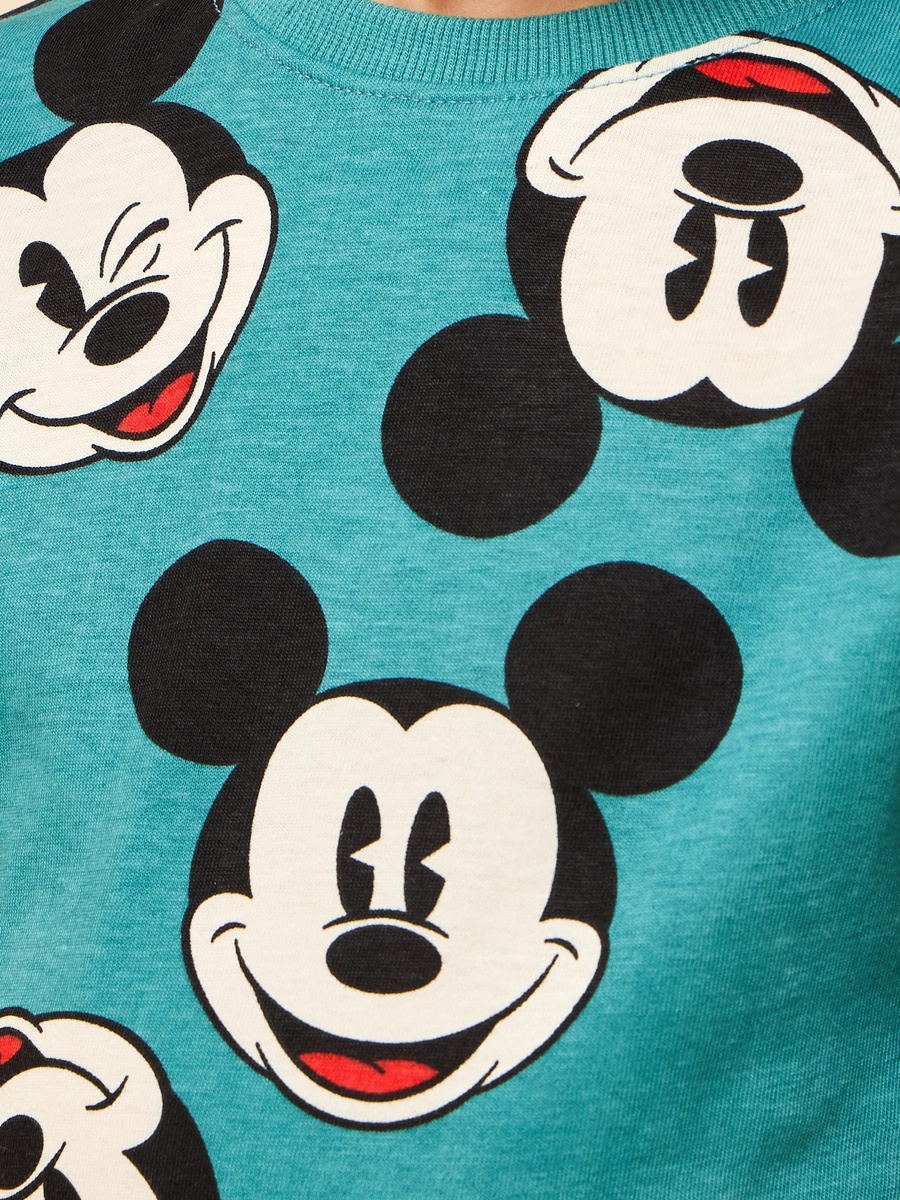 Mickey Mouse Print Cotton T-Shirt and Shorts Set