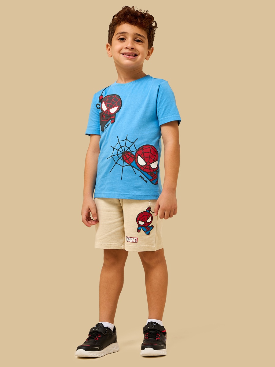 Spider-Man Print Cotton T-Shirt and Shorts Set