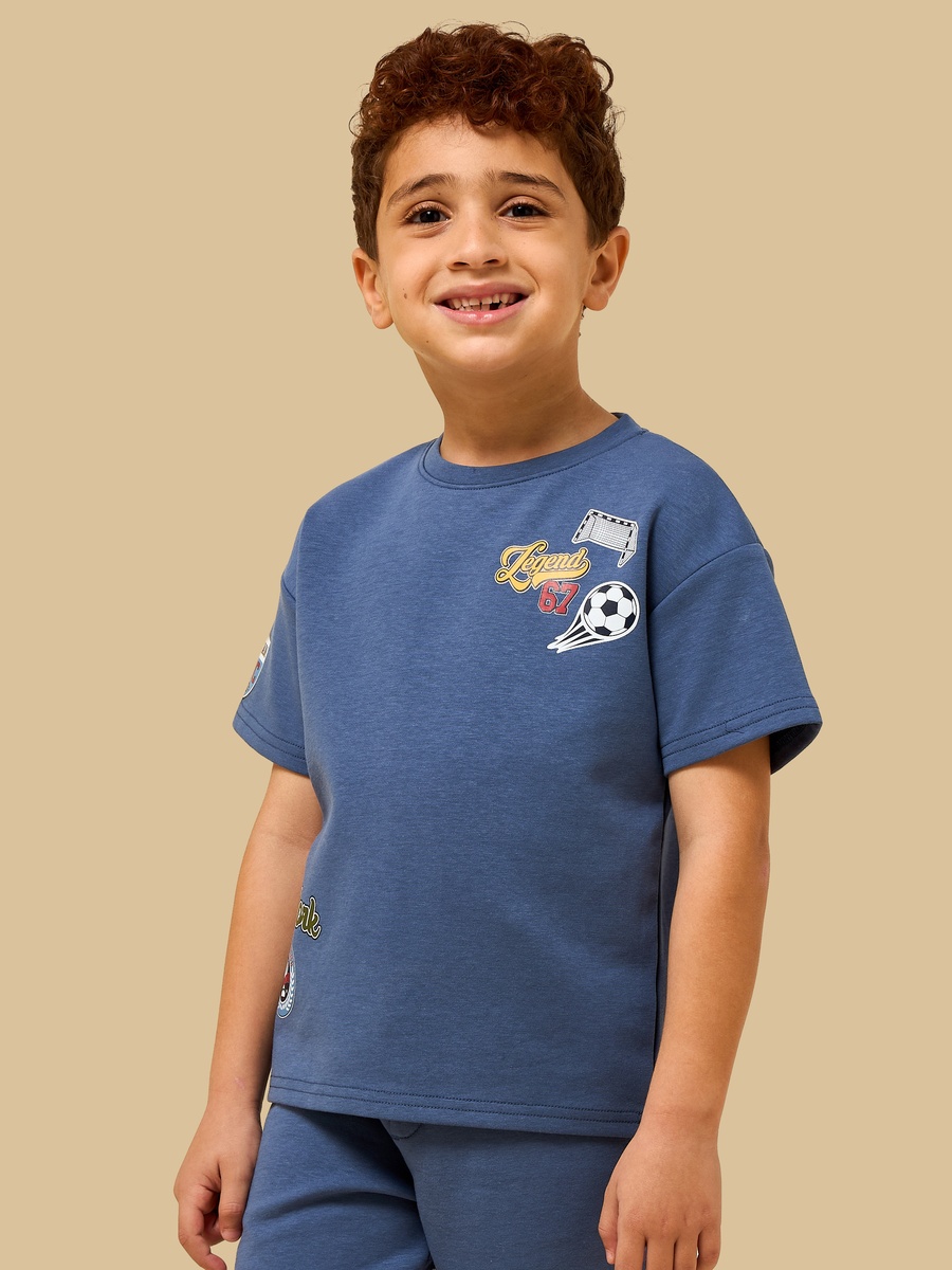 Soccer Print Cotton T-Shirt and Shorts Set