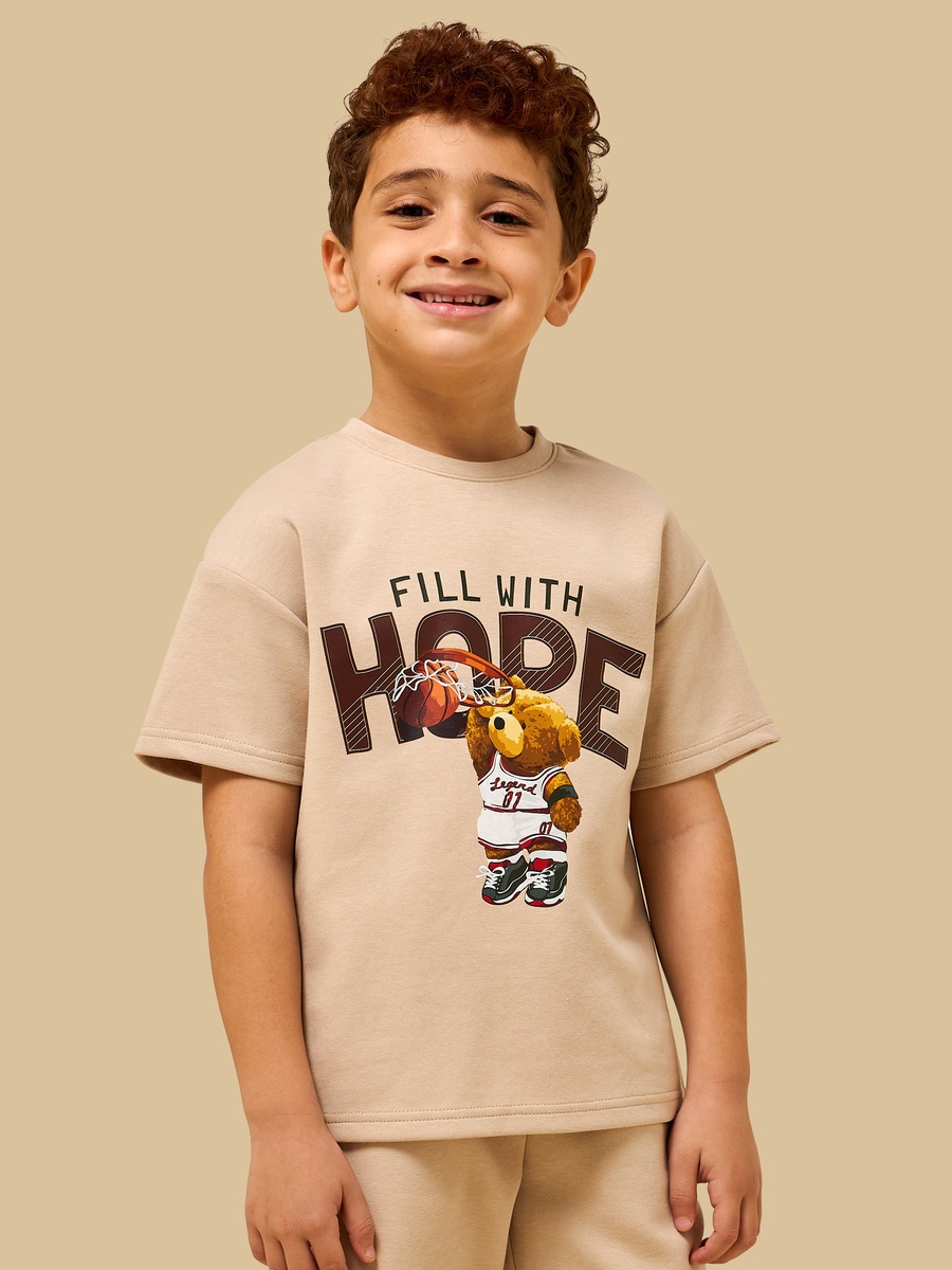 Bear Print Cotton T-Shirt and Shorts Set