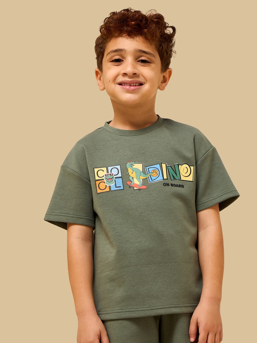 Dinosaur Print Cotton T-Shirt and Shorts Set
