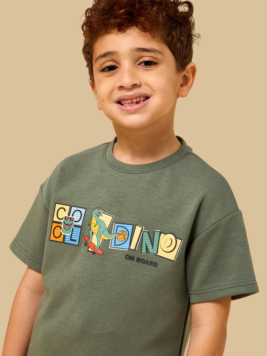 Dinosaur Print Cotton T-Shirt and Shorts Set
