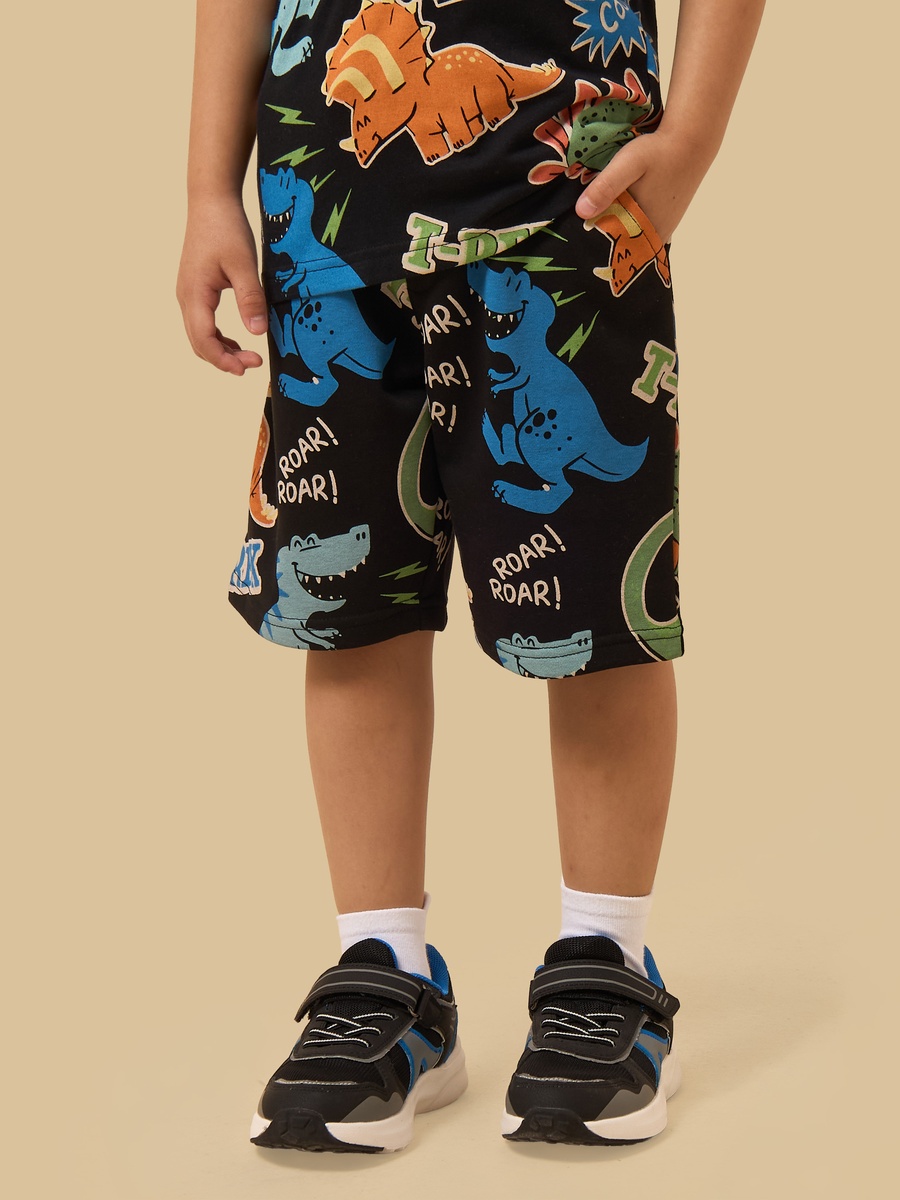 Dinosaur Print Cotton T-Shirt and Shorts Set