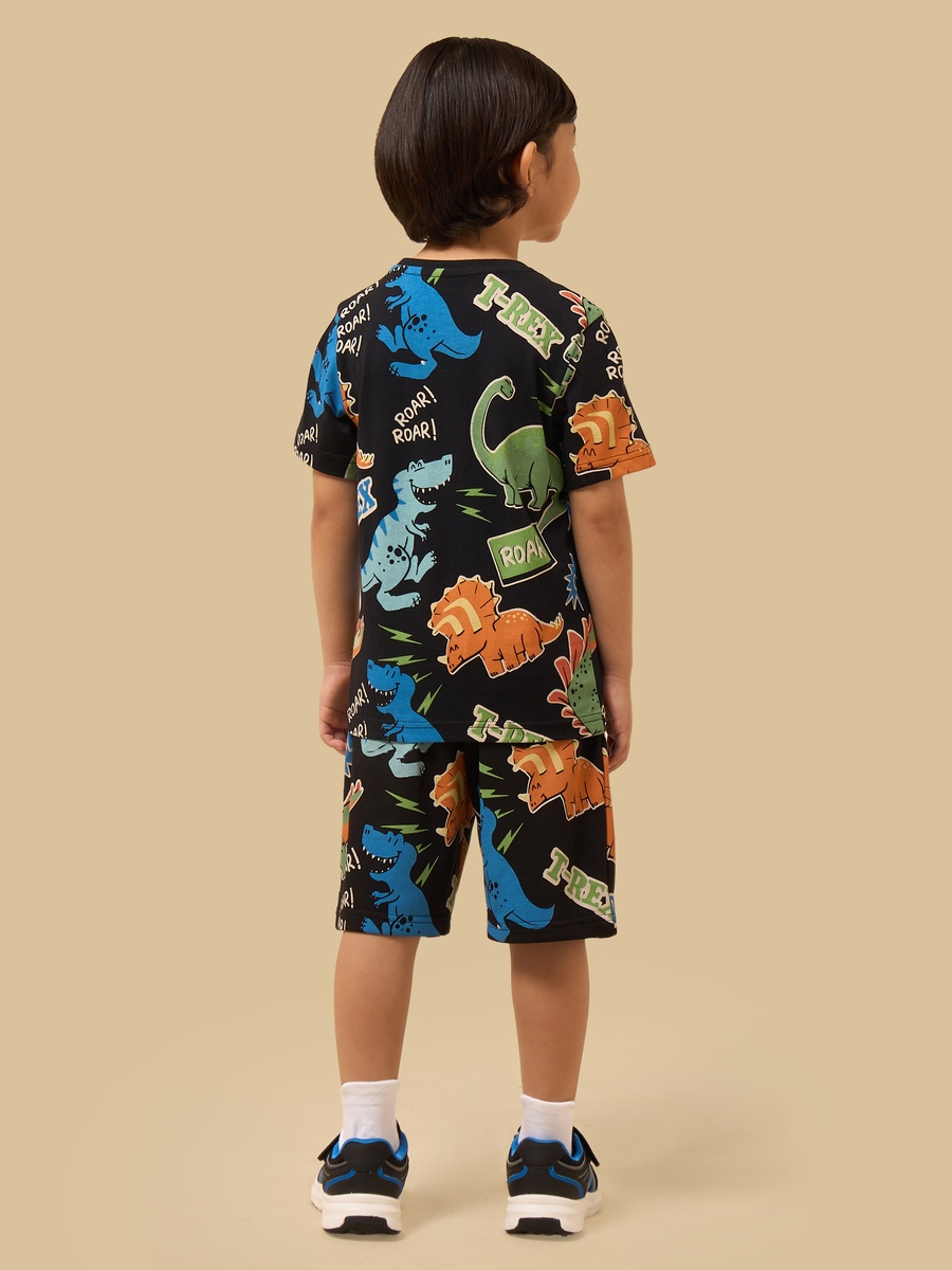 Dinosaur Print Cotton T-Shirt and Shorts Set