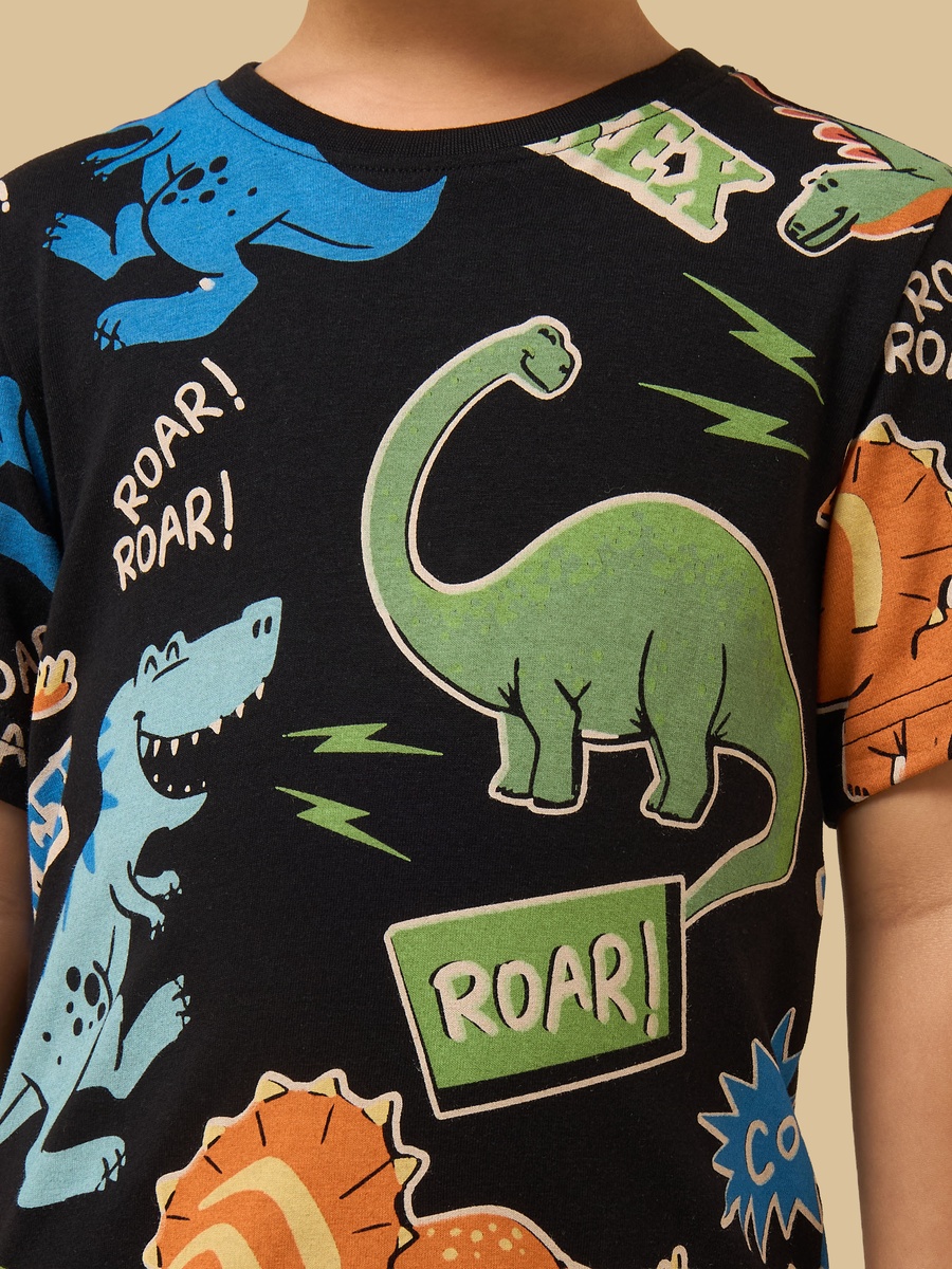Dinosaur Print Cotton T-Shirt and Shorts Set