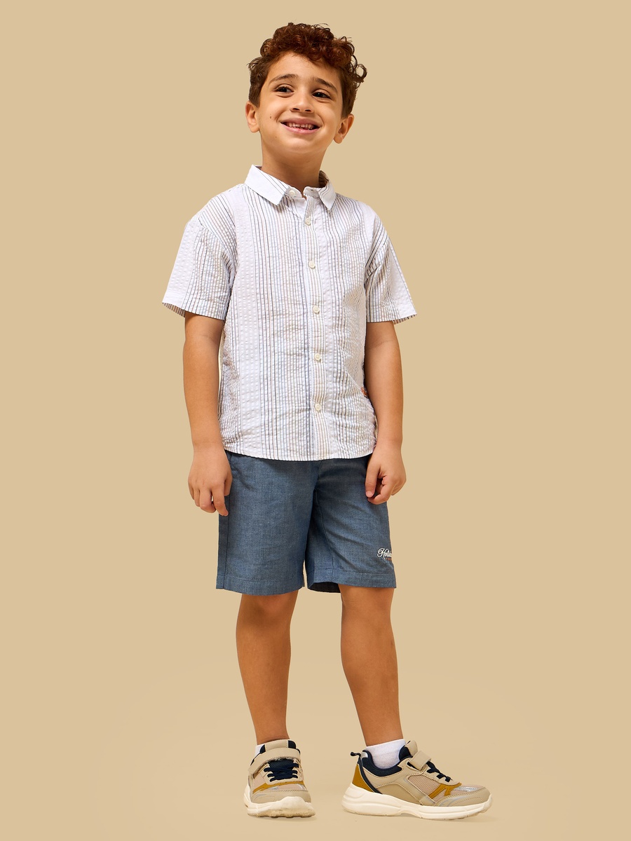 Striped Cotton Shirt and Shorts Set