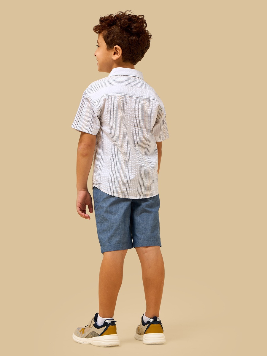 Striped Cotton Shirt and Shorts Set