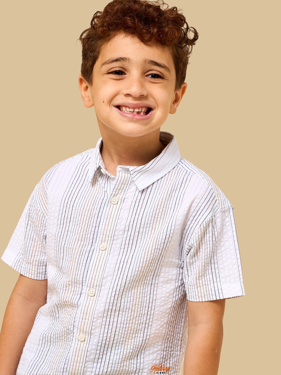 Striped Cotton Shirt and Shorts Set