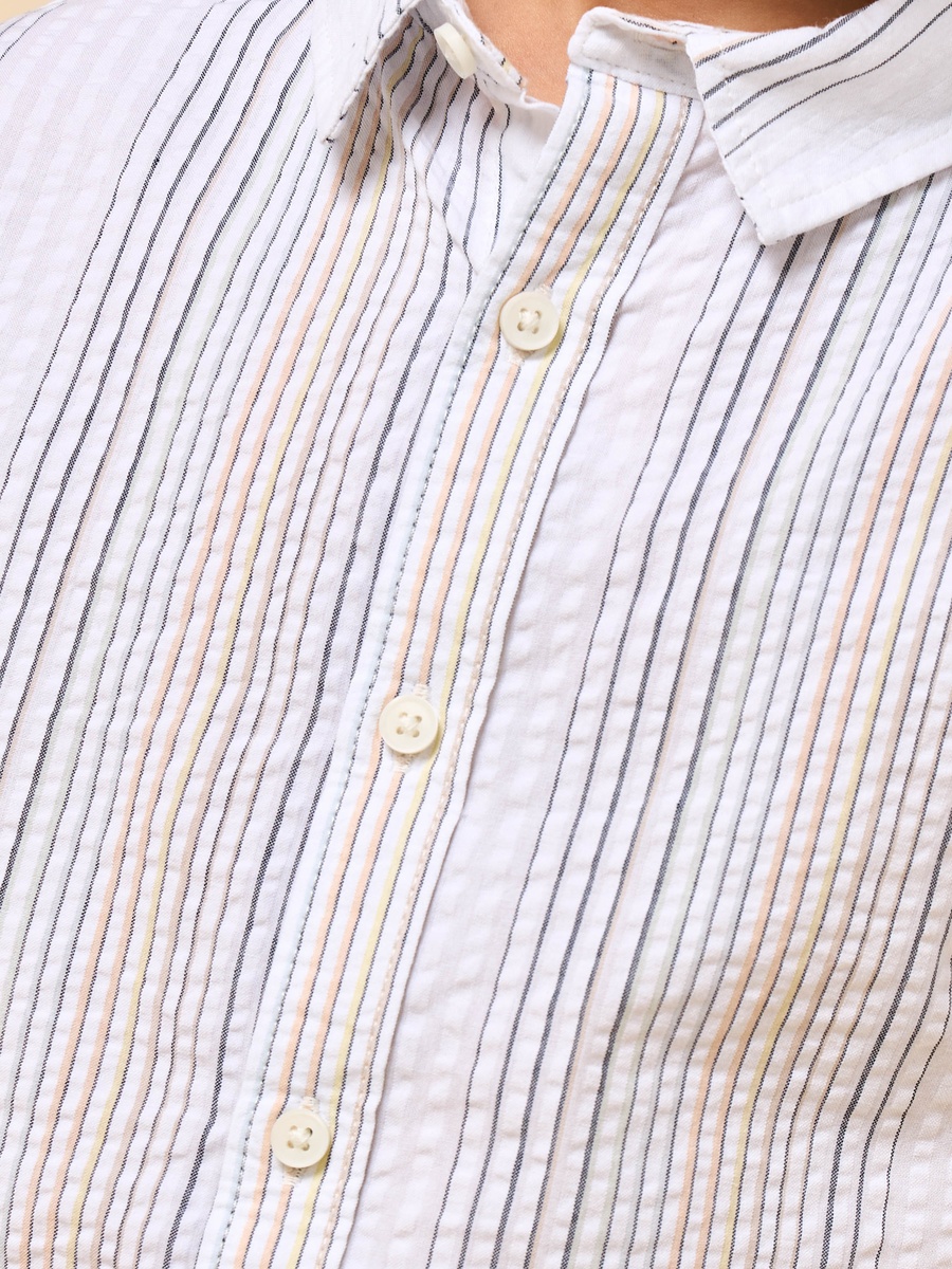 Striped Cotton Shirt and Shorts Set