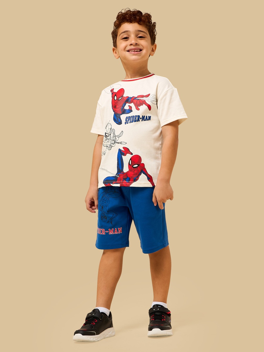 Spider-Man Print Cotton T-Shirt and Shorts Set