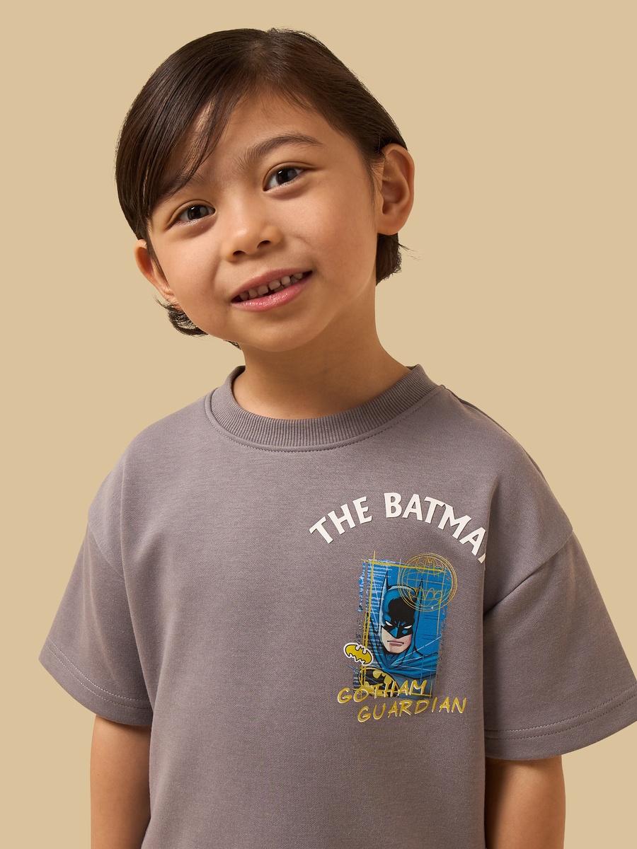 Batman Print Cotton T-Shirt and Cargo Shorts Set