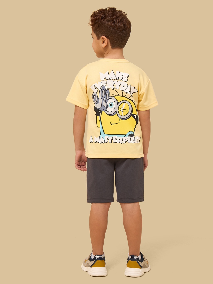 Minions Print Cotton T-Shirt and Shorts Set