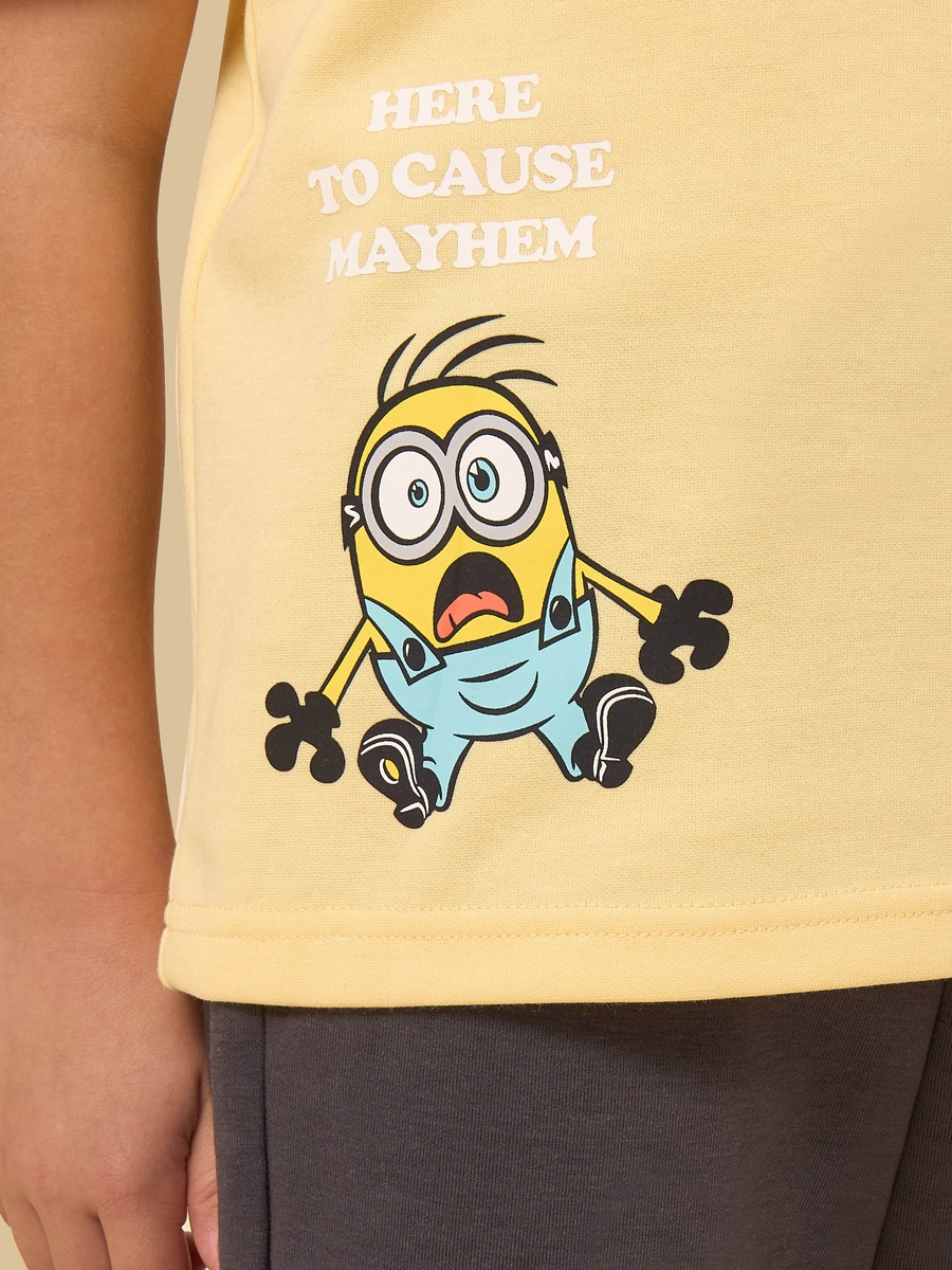 Minions Print Cotton T-Shirt and Shorts Set
