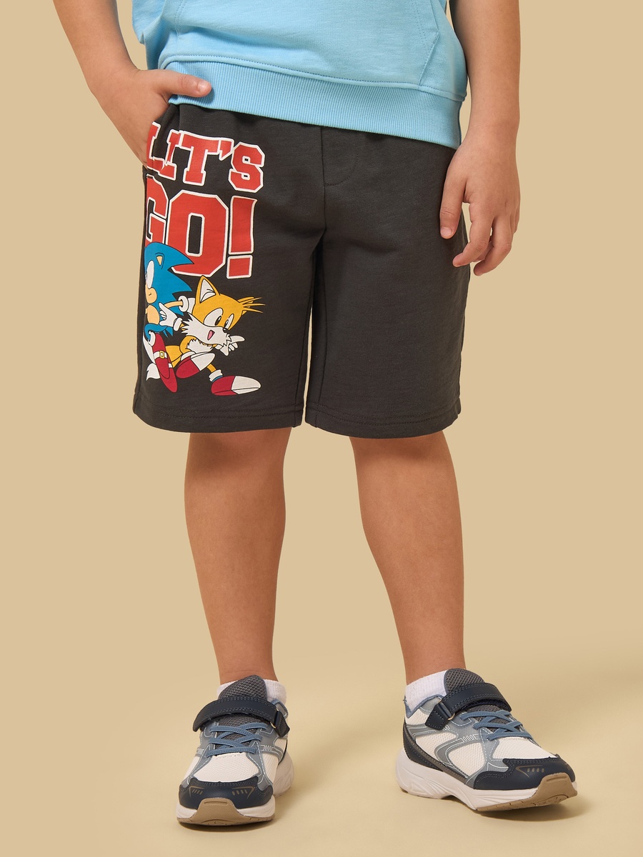 Sonic Print Cotton Hoodie and Shorts Set