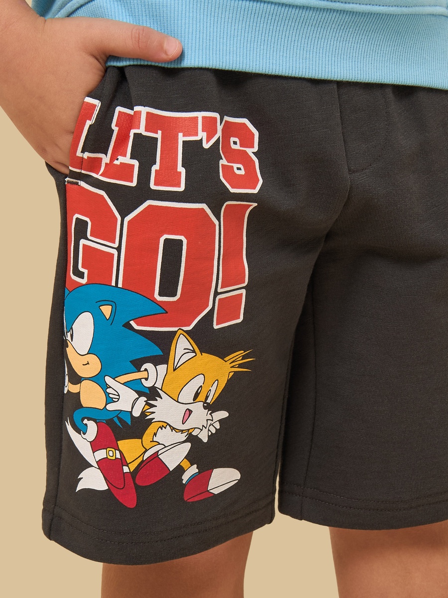 Sonic Print Cotton Hoodie and Shorts Set