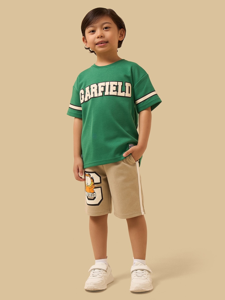 Garfield Print Cotton T-Shirt and Shorts Set