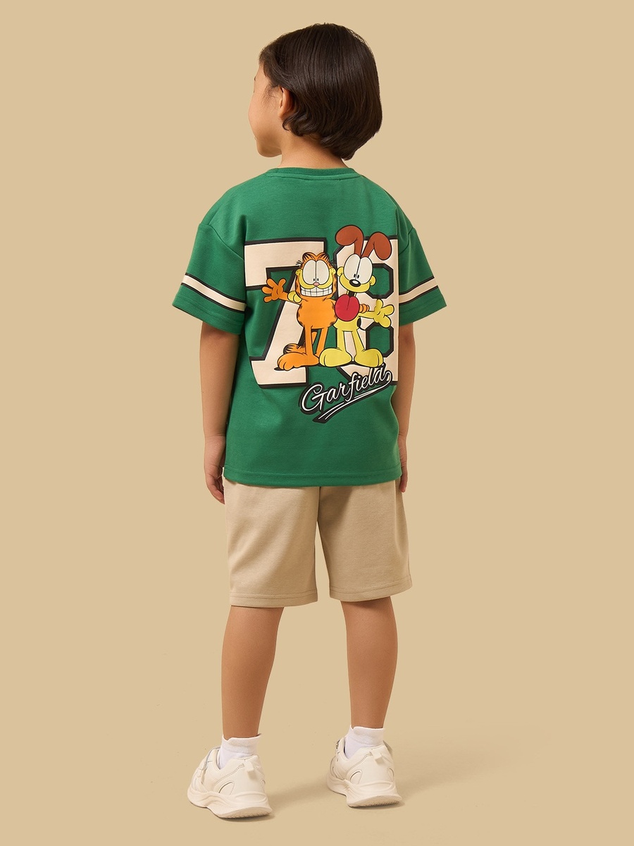 Garfield Print Cotton T-Shirt and Shorts Set