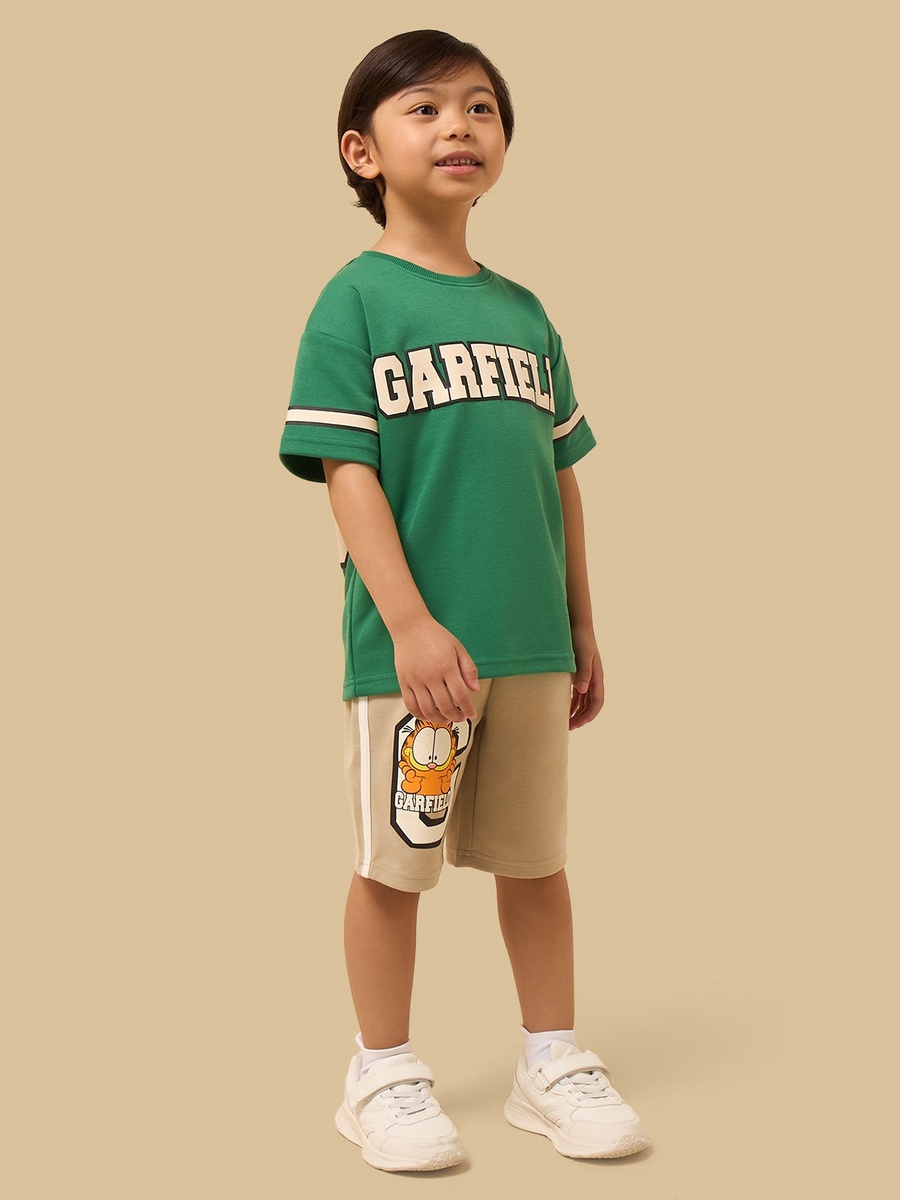 Garfield Print Cotton T-Shirt and Shorts Set