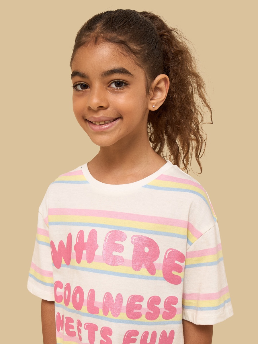 Slogan Print Cotton T-Shirt and Short Leggings Set