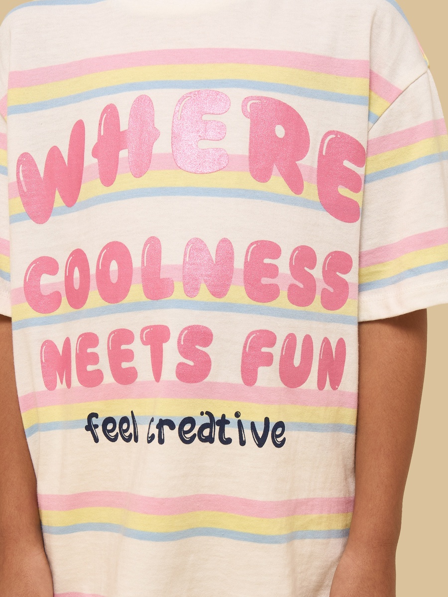 Slogan Print Cotton T-Shirt and Short Leggings Set
