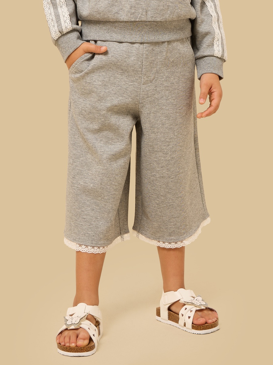 Bow Embroidered Collared Sweatshirt with Wide Leg Pants
