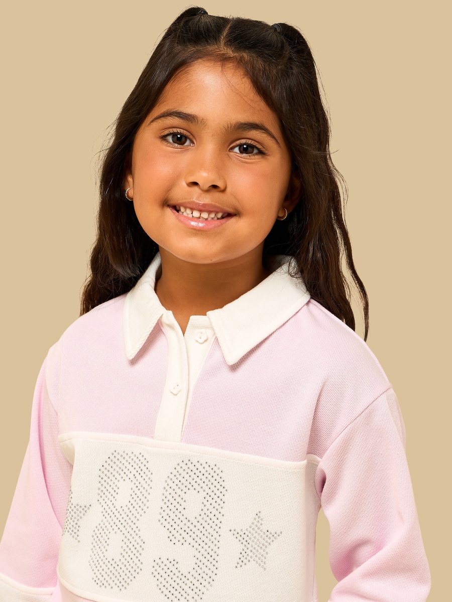 Varsity Print Colourblock Polo T-Shirt with Barrel Fit Pants