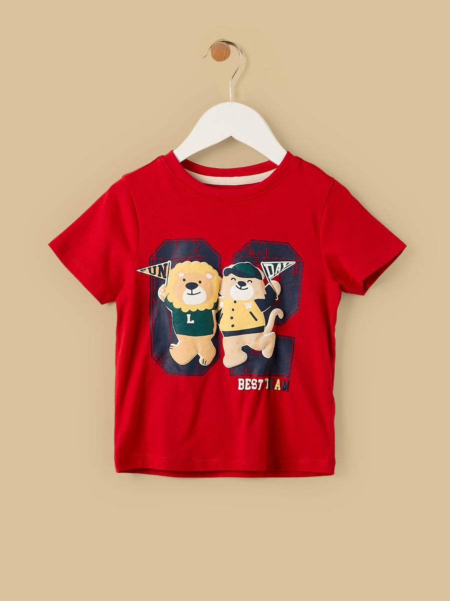 Lion Print Cotton T-Shirt and Shorts Set
