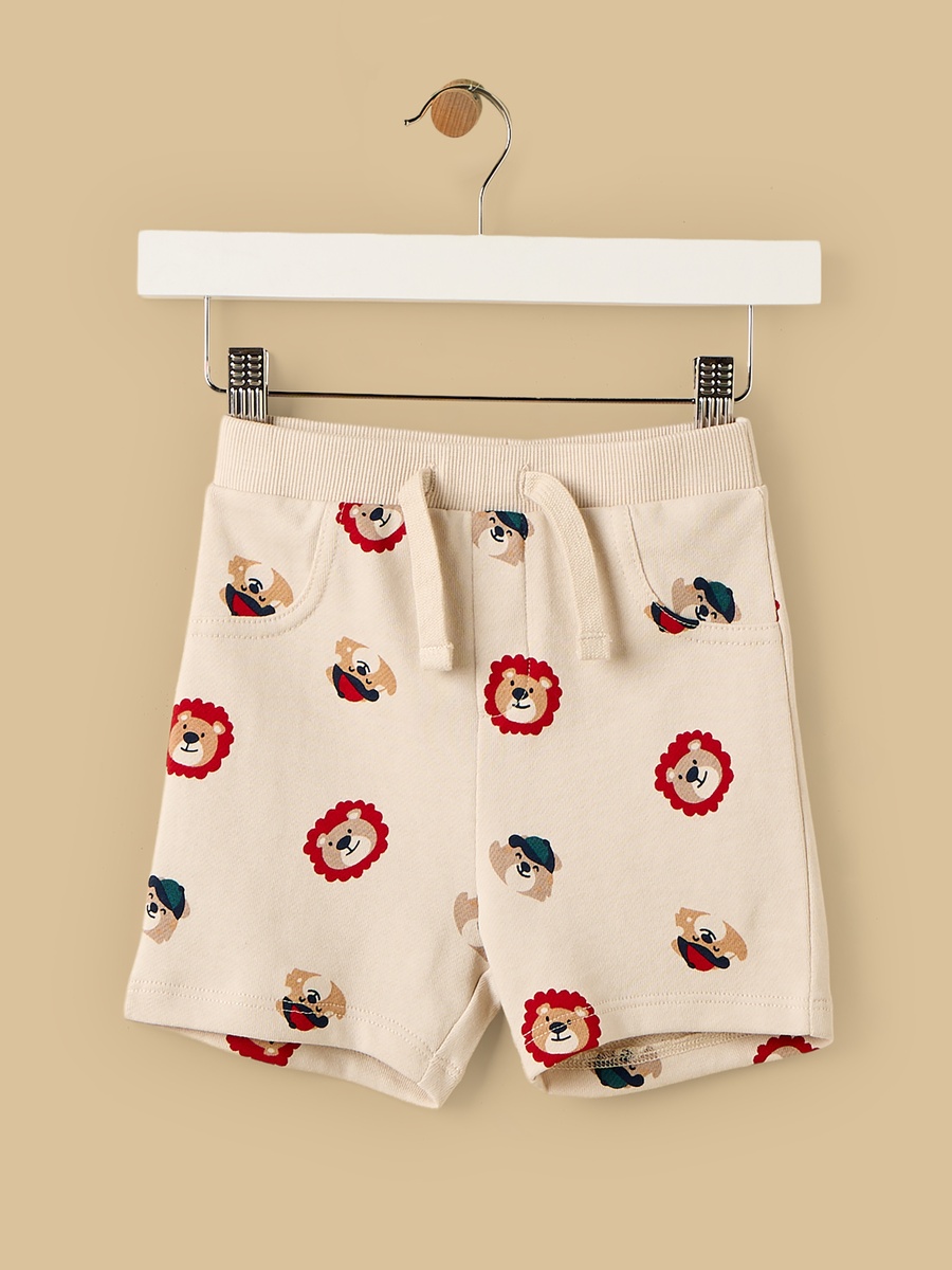 Lion Print Cotton T-Shirt and Shorts Set