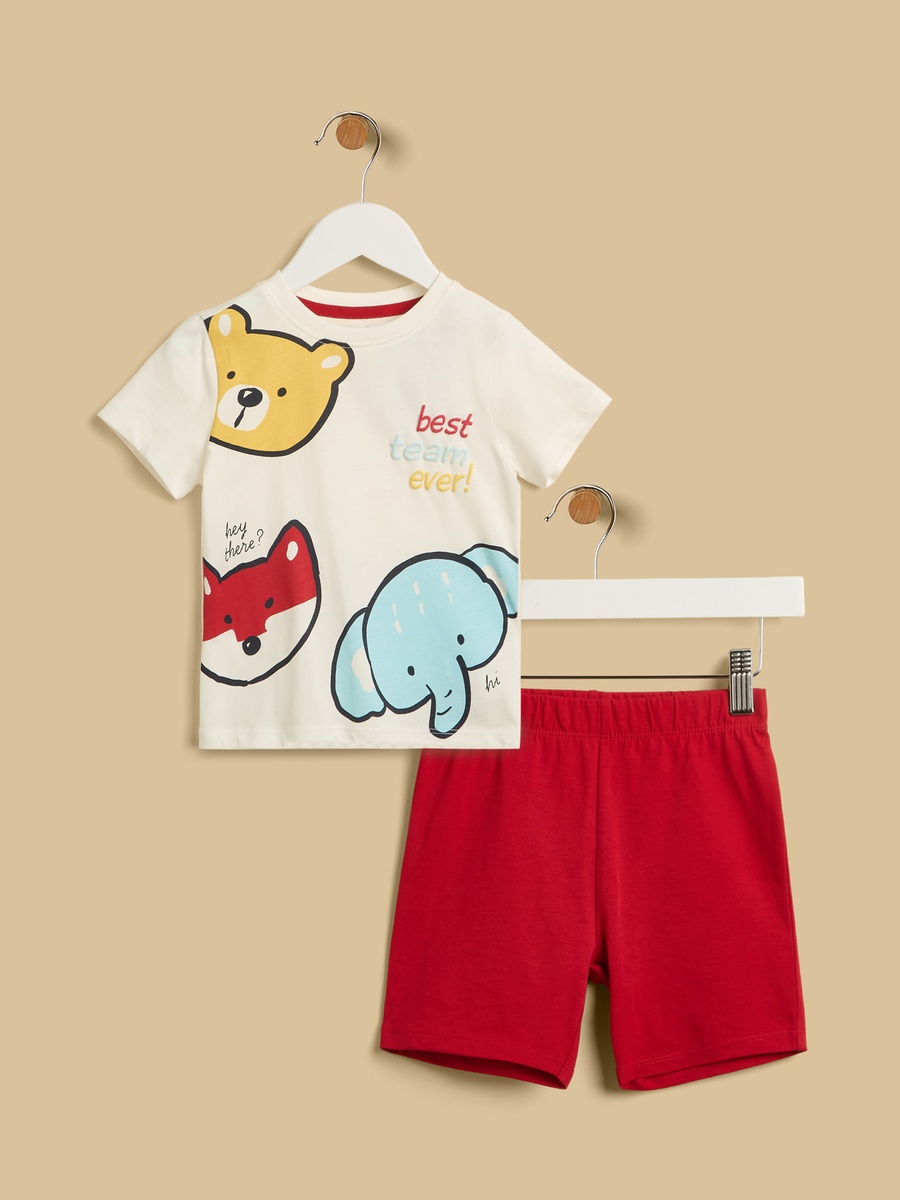 Graphic Print Cotton Shorts Set