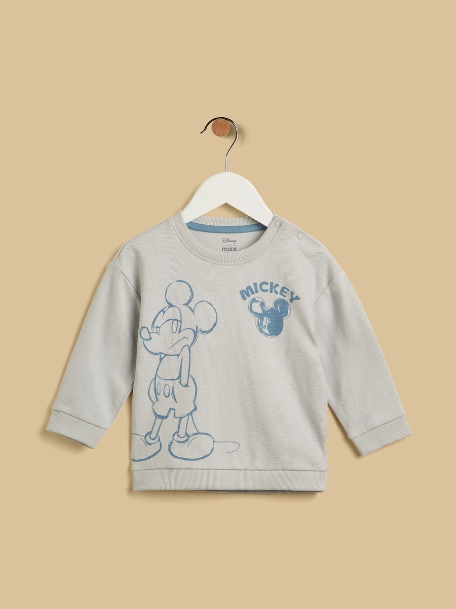 Mickey Mouse Print Cotton Sweatshirt and Joggers Set