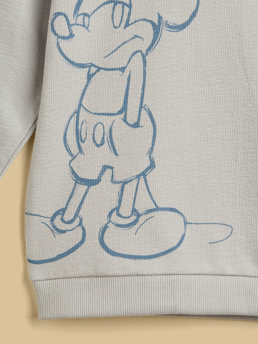 Mickey Mouse Print Cotton Sweatshirt and Joggers Set
